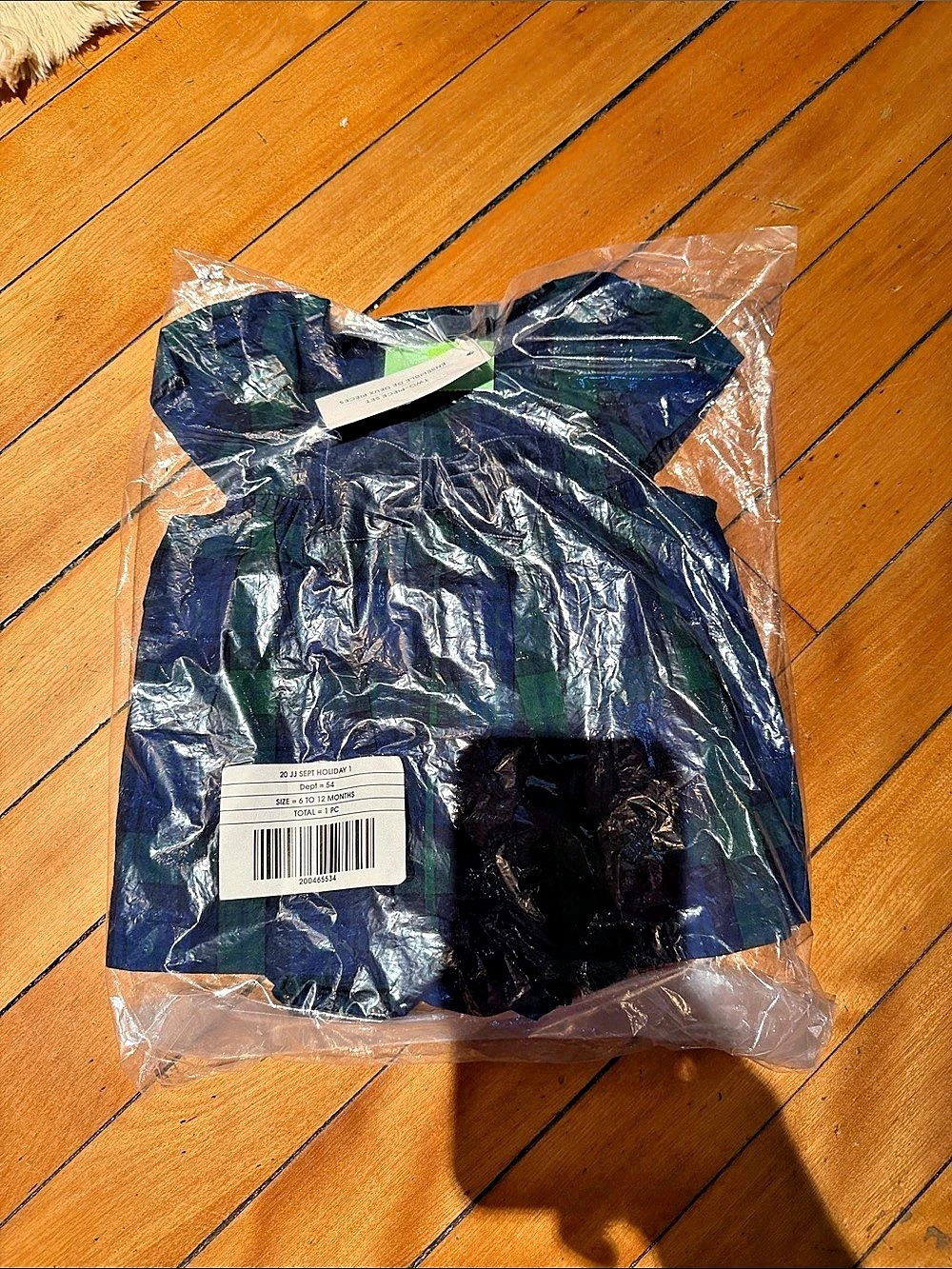 Janie & Jack 6 to 12 month holiday outfit black watch tartan Blue & Green NWT ve